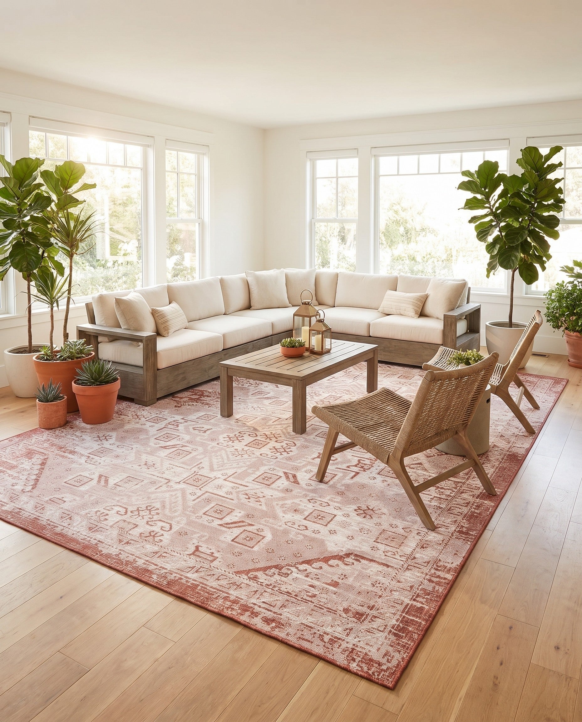 10' x 14' Easy-Clean Aztec Indoor / Outdoor Rug