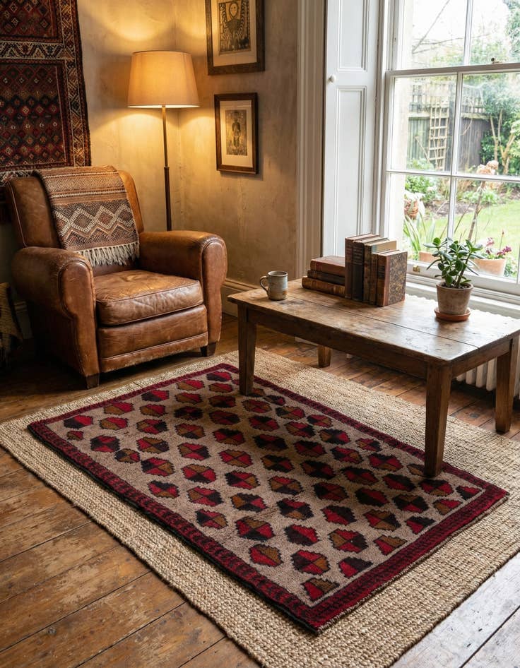 Detail image of  3' x 4' 5  Hand Knotted Balouch Persian Wool Rug