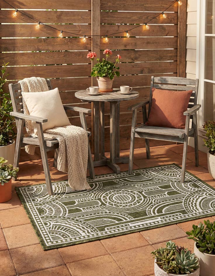 Detail image of 2' x 3' Easy-Clean Traditional Indoor / Outdoor Rug