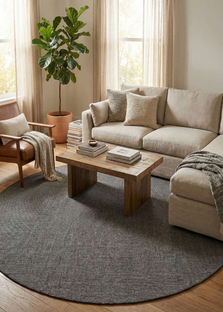 7' 10 x 7' 10 Easy-Clean Solid Indoor / Outdoor Round Rug