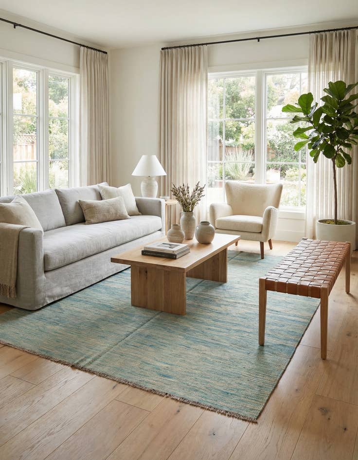 Detail image of  4' 10 x 6' 7  Hand Woven Kilim Modern Wool Rug