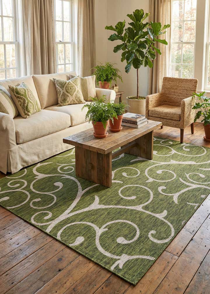 7' 10 x 11' Easy-Clean Botanical Indoor / Outdoor Rug