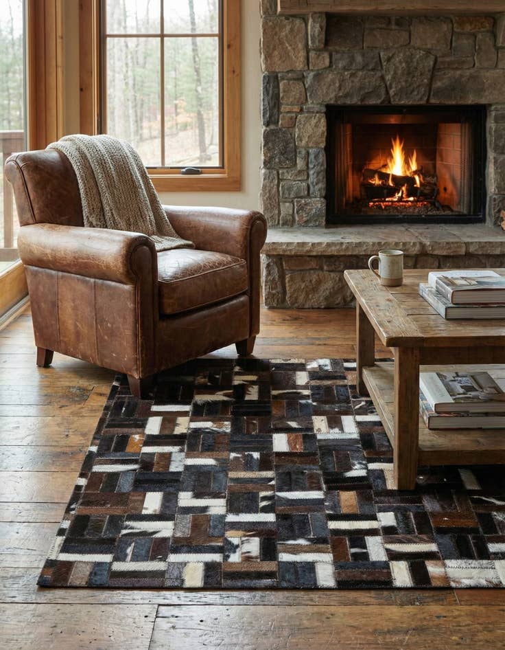 Detail image of 2' 1 x 3' Cowhide Leather Rug