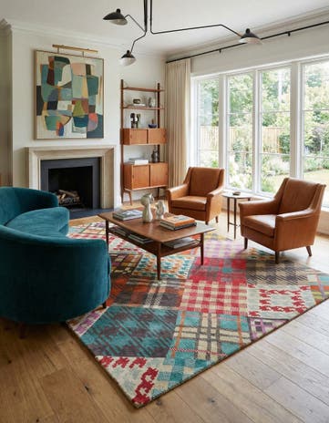 7' 8 x 9' 11 Hand Knotted Modern Manshu Wool Rug
