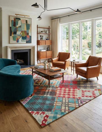 7' 8 x 9' 11 Hand Knotted Modern Manshu Wool Rug