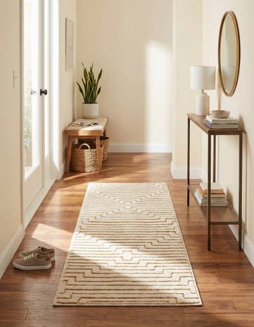 White and Gold Vogue Geo Runner Rug