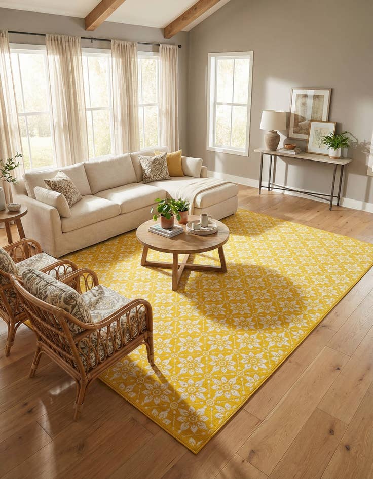 Detail image of 10' x 14' Easy-Clean Trellis Indoor / Outdoor Rug