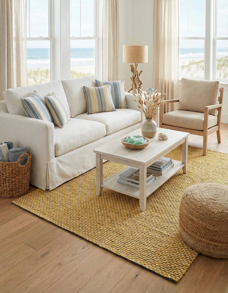 Detail image of  4' 1 x 6' 1  Hand Woven Seaside Pearl Jute Rug