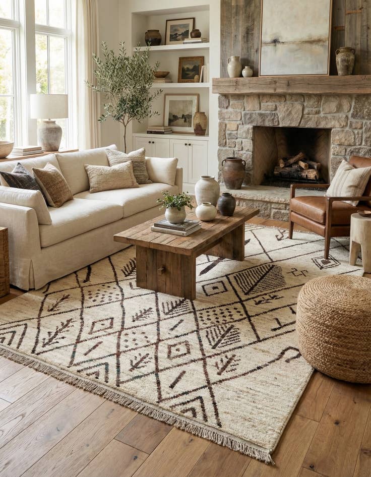 Detail image of  6' 7 x 9' 8  Hand Knotted Moroccan Wool Rug