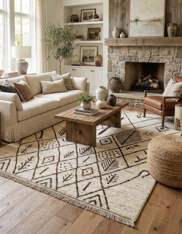6' 7 x 9' 8 Hand Knotted Moroccan Wool Rug