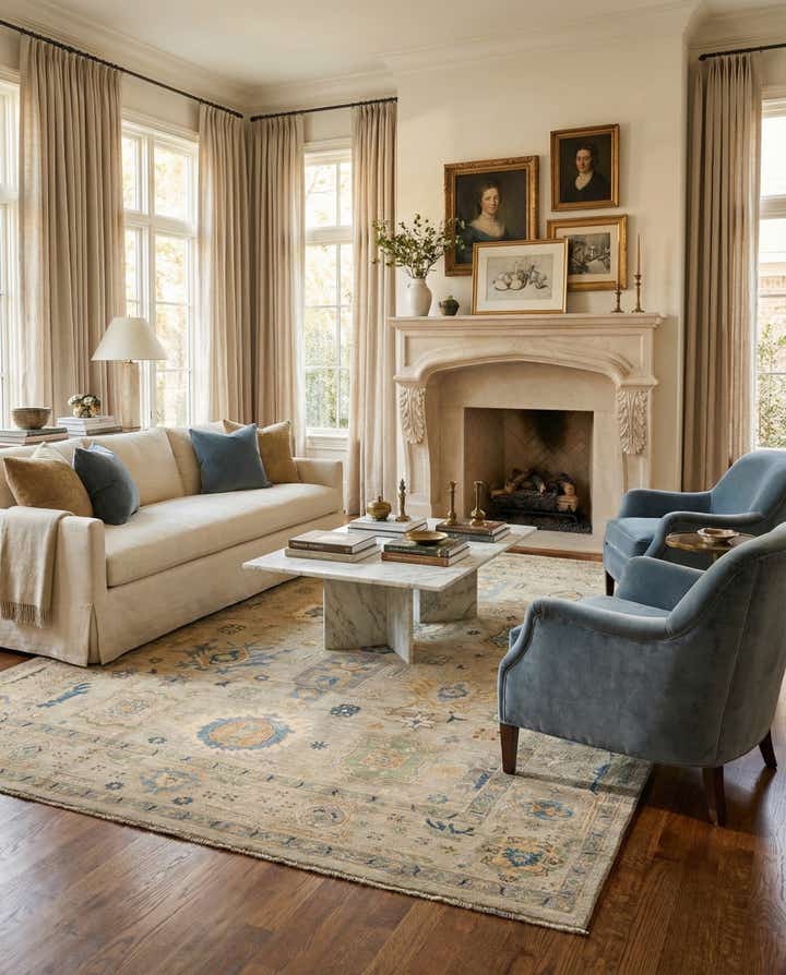 8' x 10' 7 Hand Knotted Oushak Rug