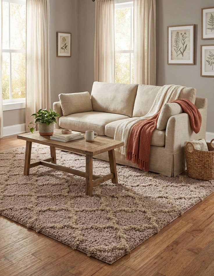 Detail image of 5' x 8' Trellis Shag Rug