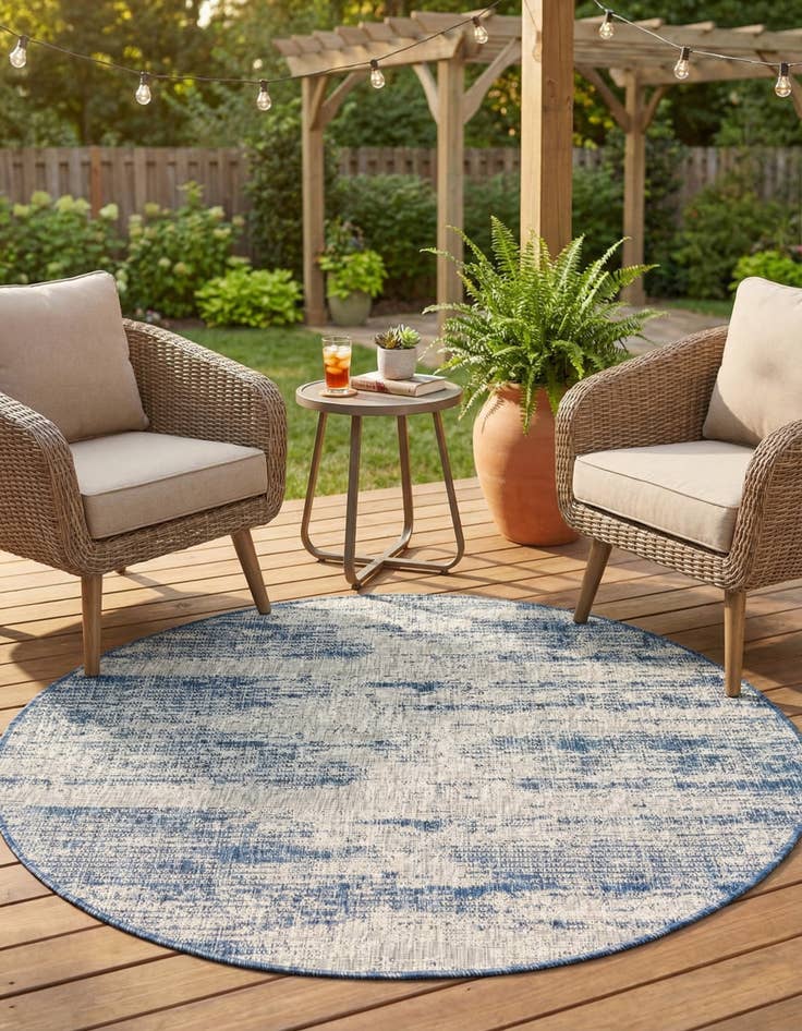 Detail image of 4' x 4' Easy-Clean Modern Indoor / Outdoor Round Rug