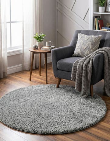 5' x 5' Soft Solid Shag Round Rug