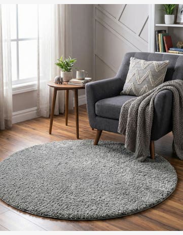 5' x 5' Soft Solid Shag Round Rug