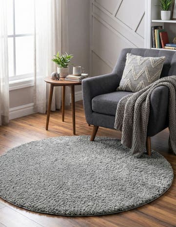 5' x 5' Soft Solid Shag Round Rug