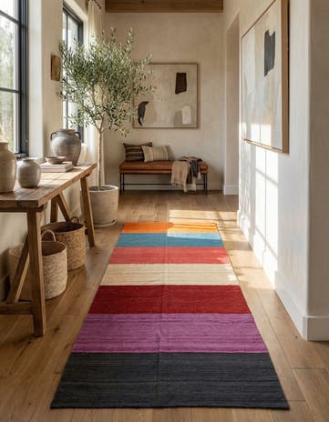 5' x 13' 4 Hand Woven Kilim Modern Wool Runner Rug