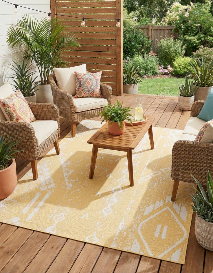 Detail image of 7' 10 x 10'  Washable Bohemian Indoor / Outdoor Rug