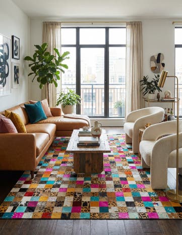 5' x 8' Cowhide Leather Rug