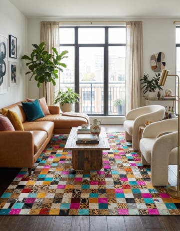 5' x 8' Cowhide Leather Rug