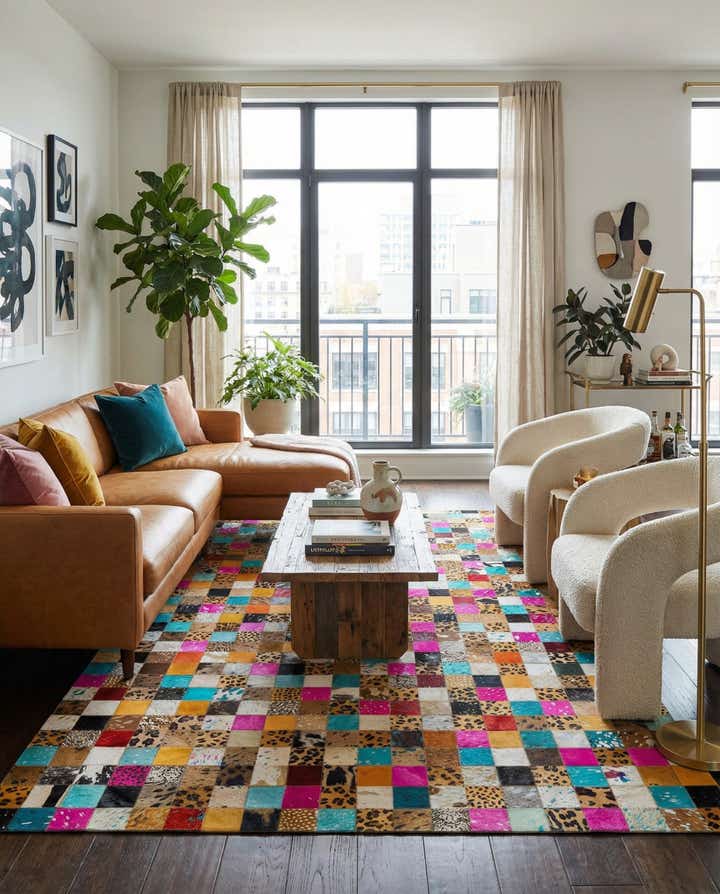 5' x 8' Cowhide Leather Rug