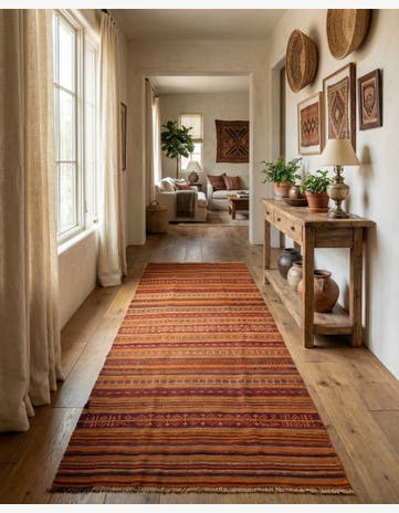 3' 10 x 9' 2 Hand Woven Kilim Fars Wool Runner Rug