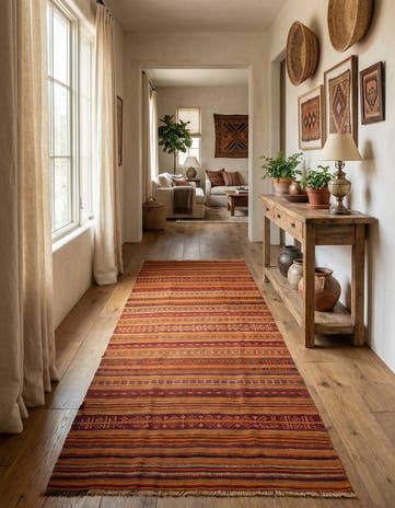 3' 10 x 9' 2 Hand Woven Kilim Fars Wool Runner Rug