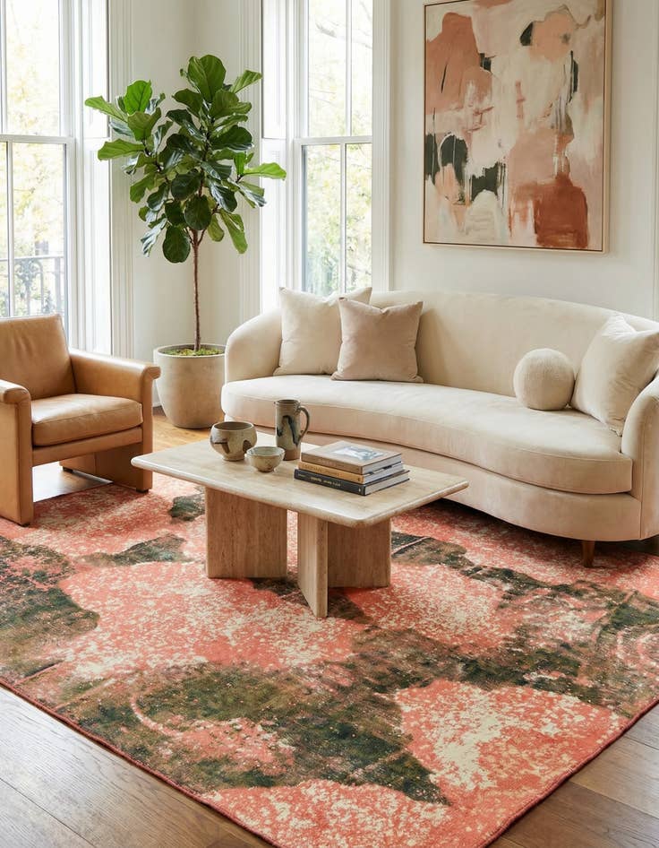 Detail image of  8' x 8' 8  Hand Knotted Ultra Vintage Persian Wool Square Rug