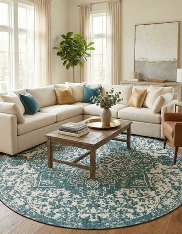 13' x 13' Easy-Clean Jill Zarin Dubai Indoor / Outdoor Round Rug