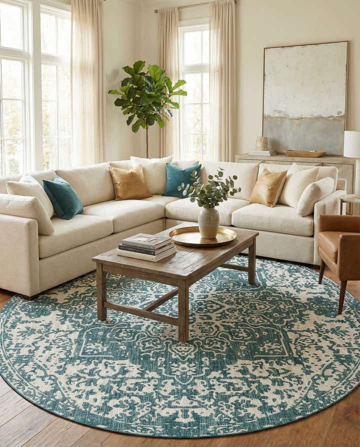 13' x 13' Easy-Clean Jill Zarin Dubai Indoor / Outdoor Round Rug