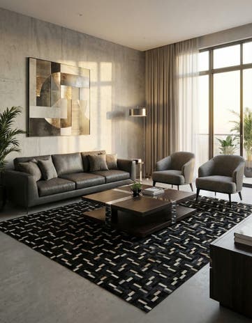 7' 10 x 9' 9 Cowhide Leather Rug