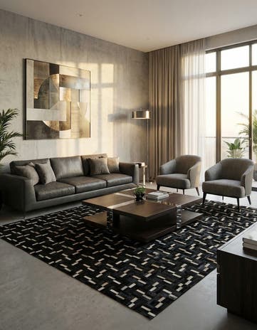 7' 10 x 9' 9 Cowhide Leather Rug