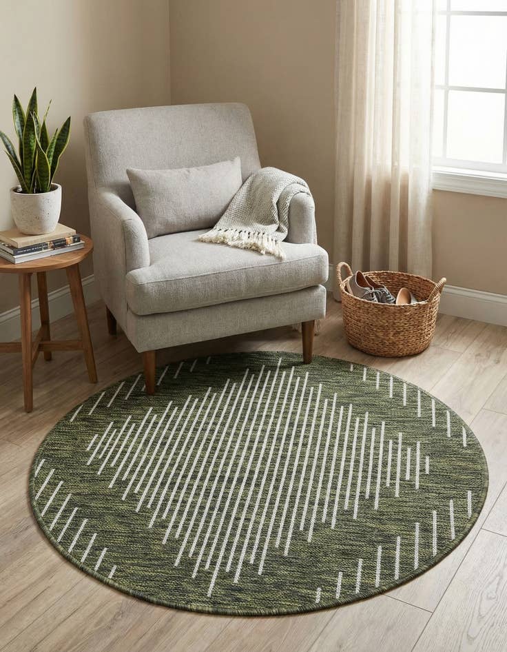 Detail image of  3' x 3'  Washable Modern Indoor / Outdoor Round Rug