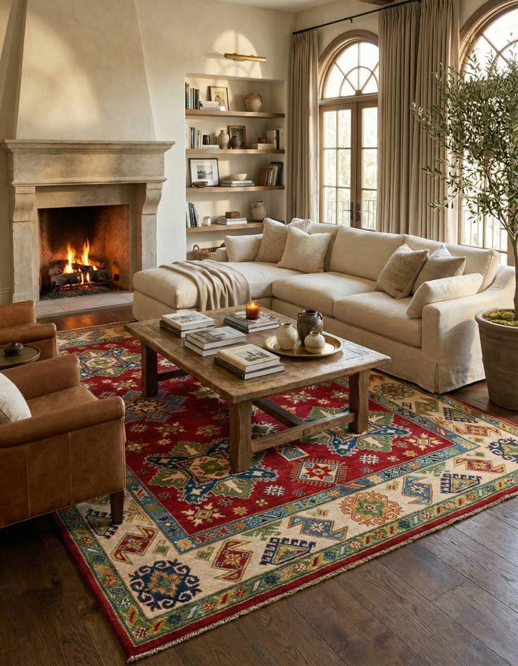 Detail image of 6' 6 x 10'  Hand Knotted Kazak Rug