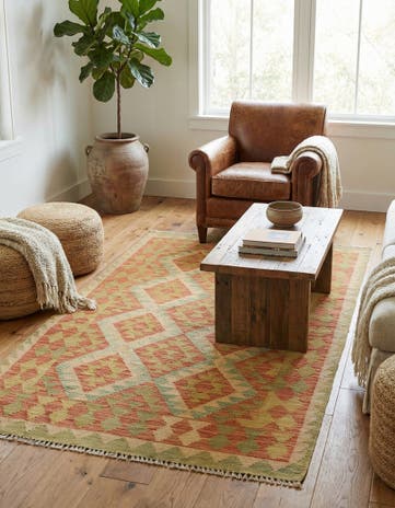3' x 5' 2 Hand Woven Kilim Waziri Wool Rug