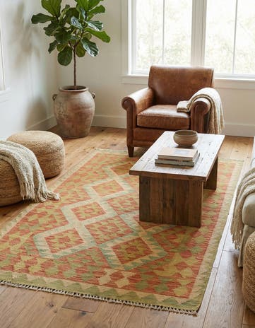 3' x 5' 2 Hand Woven Kilim Waziri Wool Rug