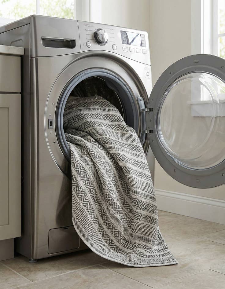 Detail image of 5' 3 x 8'  Washable Striped Indoor / Outdoor Rug