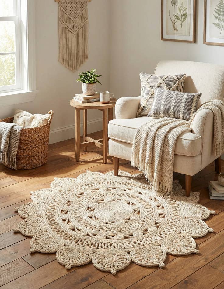 Detail image of 3' 1 x 3' 1  Hand Braided Jute Round Rug