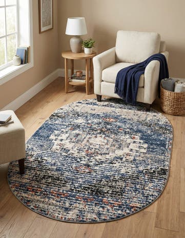 Blue Tucson Oval Rug