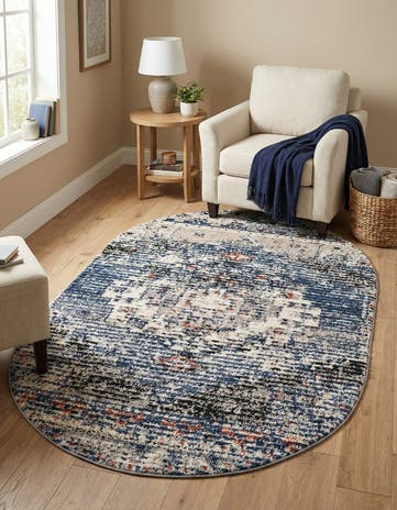 Blue Tucson Oval Rug