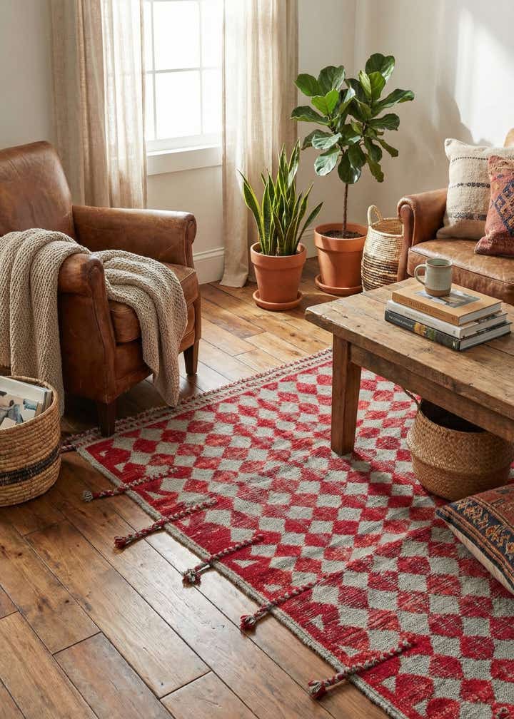 5' x 7' 4 Hand Knotted Moroccan Wool Rug