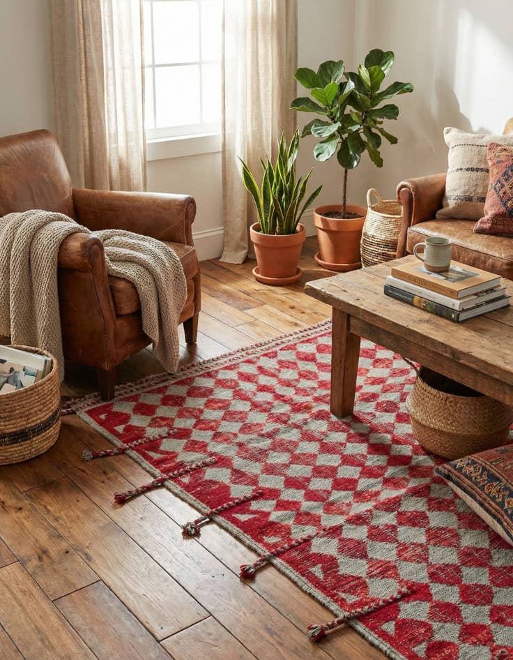 Detail image of 5' x 7' 4 Hand Knotted Moroccan Wool Rug