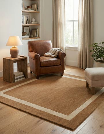 Latte Brown Jill Zarin Border Wool Square Rug