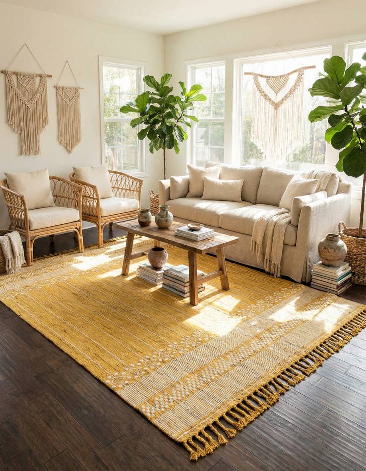 Detail image of 10' x 14' 1  Washable Eco Bohemian Indoor / Outdoor Rug