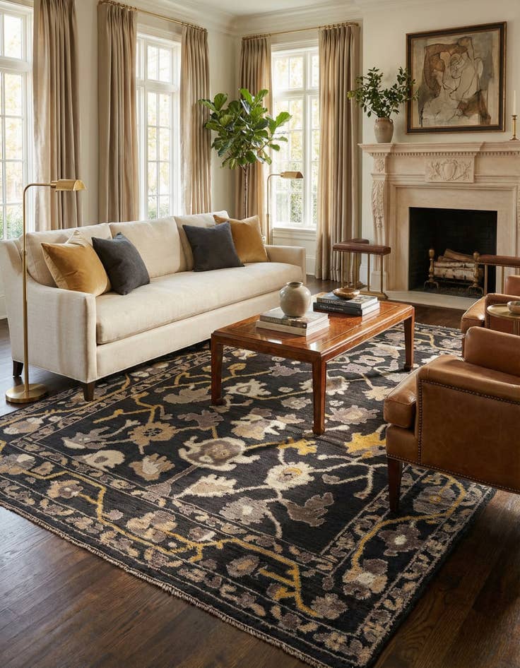 Detail image of 9' 3 x 12'  Hand Knotted Oushak Wool Rug