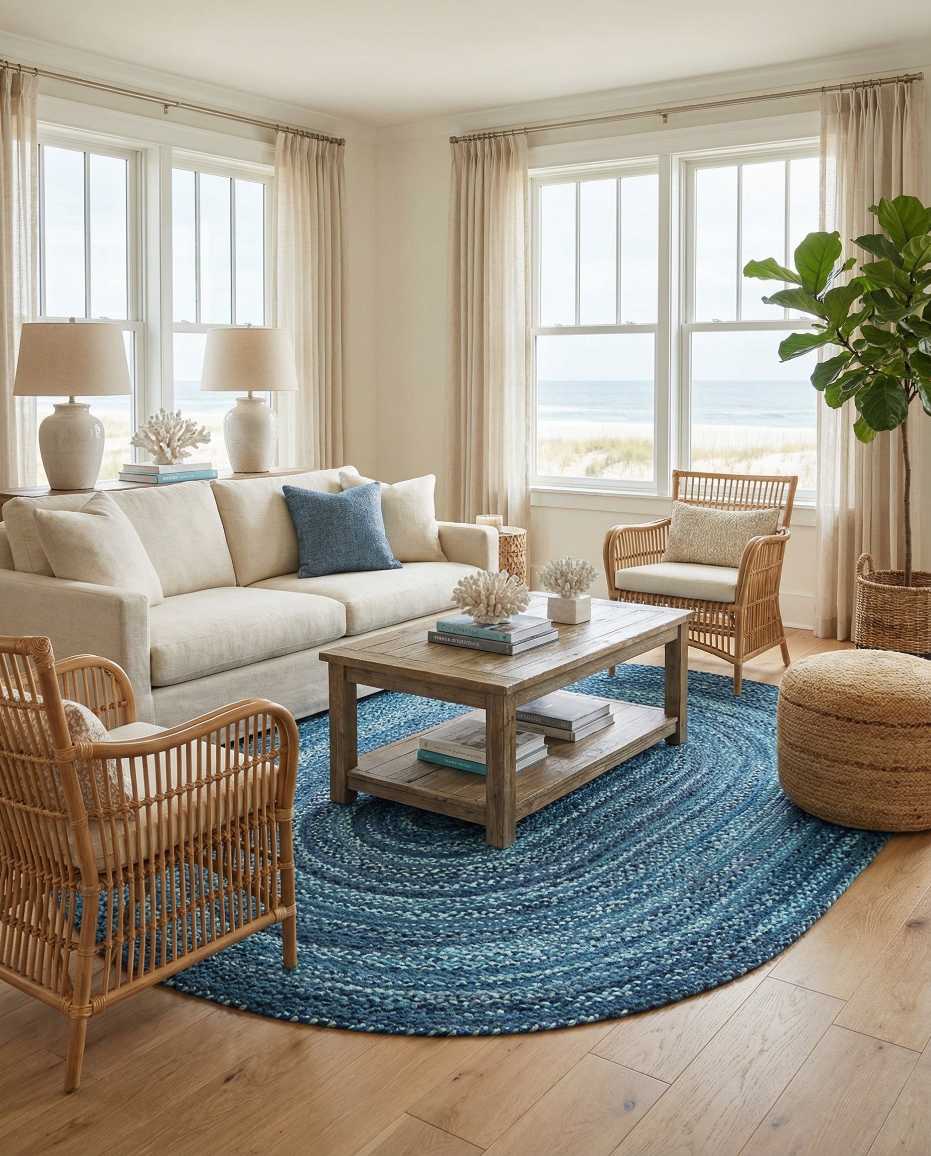  8' x 10'  Hand Braided Chindi Oval Rug