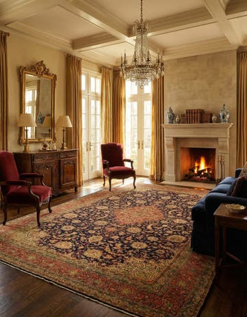 9' 10 x 13' 3 Hand Knotted Sarough Persian Wool Rug