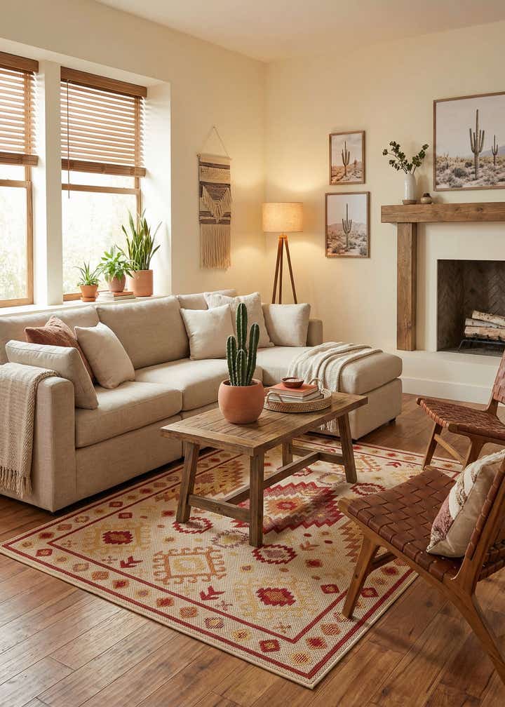 5' 3 x 8' Easy-Clean Baja Indoor / Outdoor Rug