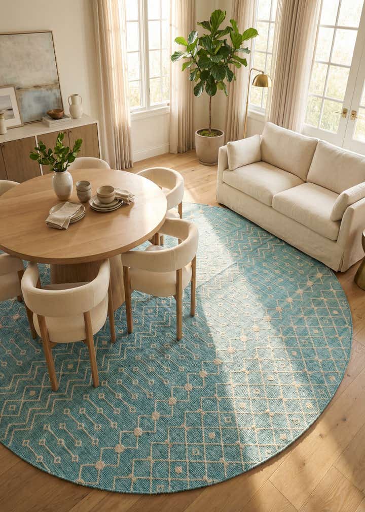 13' x 13' Easy-Clean Trellis Indoor / Outdoor Round Rug