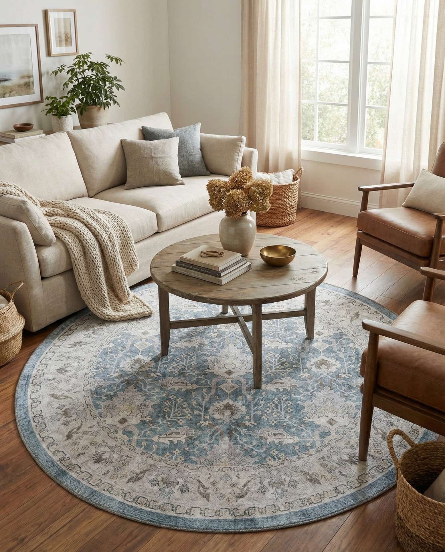 5' 1 x 5' 1 Washable Timeless Round Rug